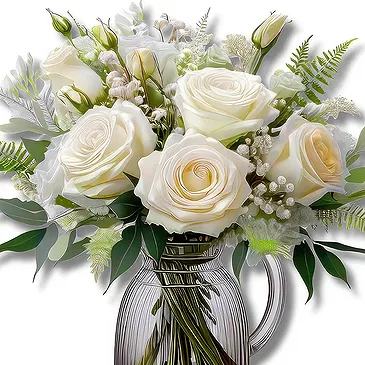 White Roses & Baby Breath Bouquet