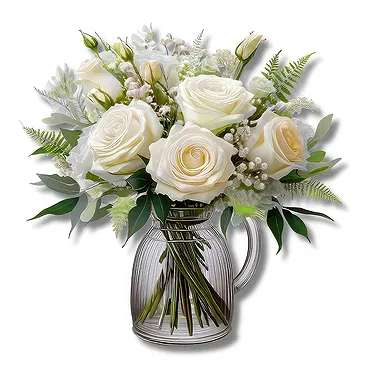 White Roses & Baby Breath Bouquet