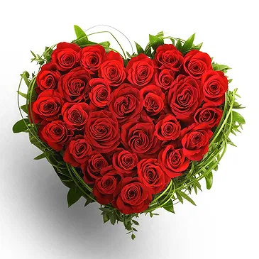 Velvety Red Roses in Heart Shape – Anniversary & Love Flowers