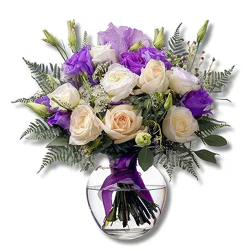 Rustic Purple & White Flower Arrangement
