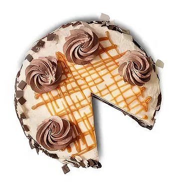 Caramel Garnished Chocolate Toffee Cake