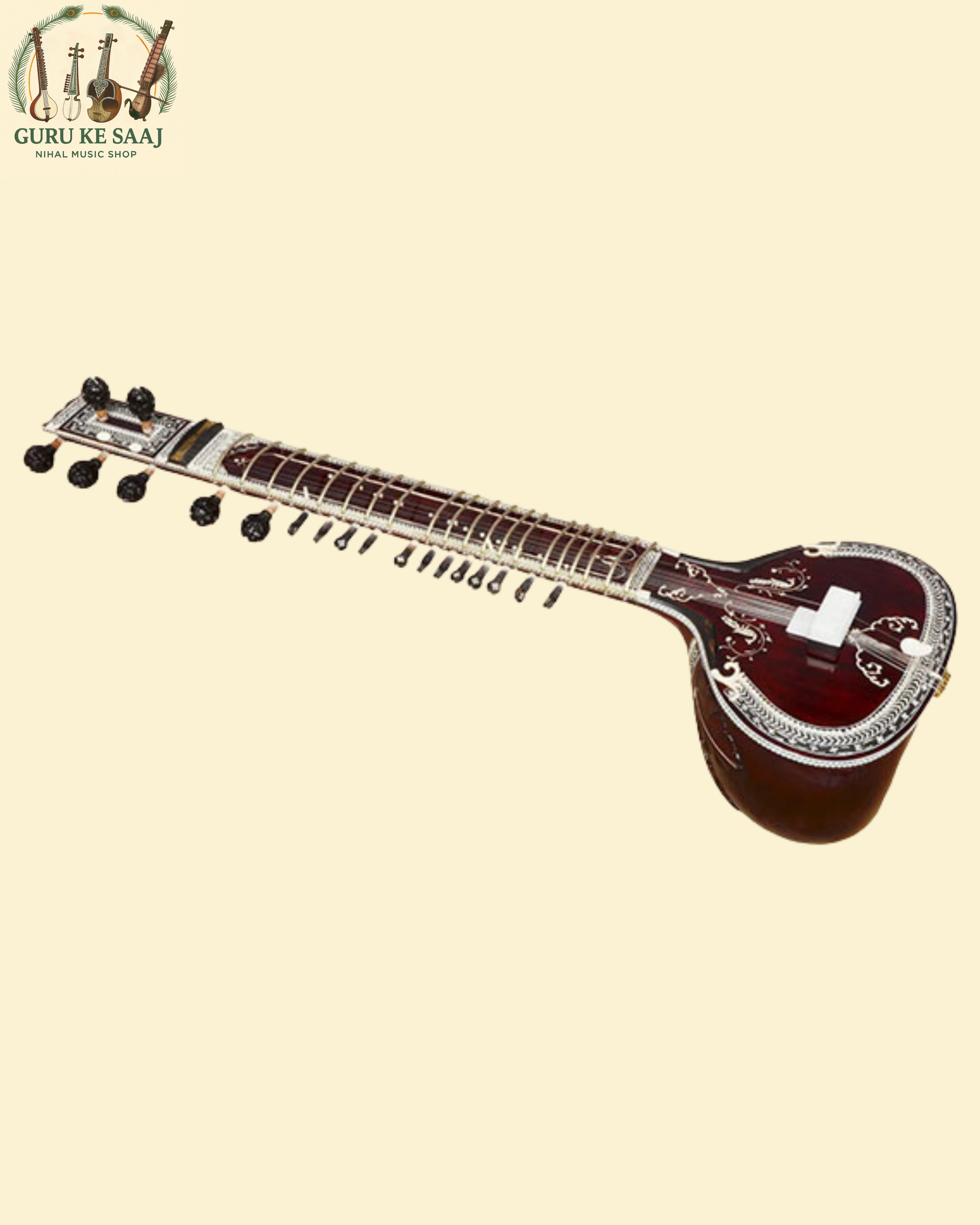 Sitar - Premium (With Beautiful Golden/White Inlay Work)