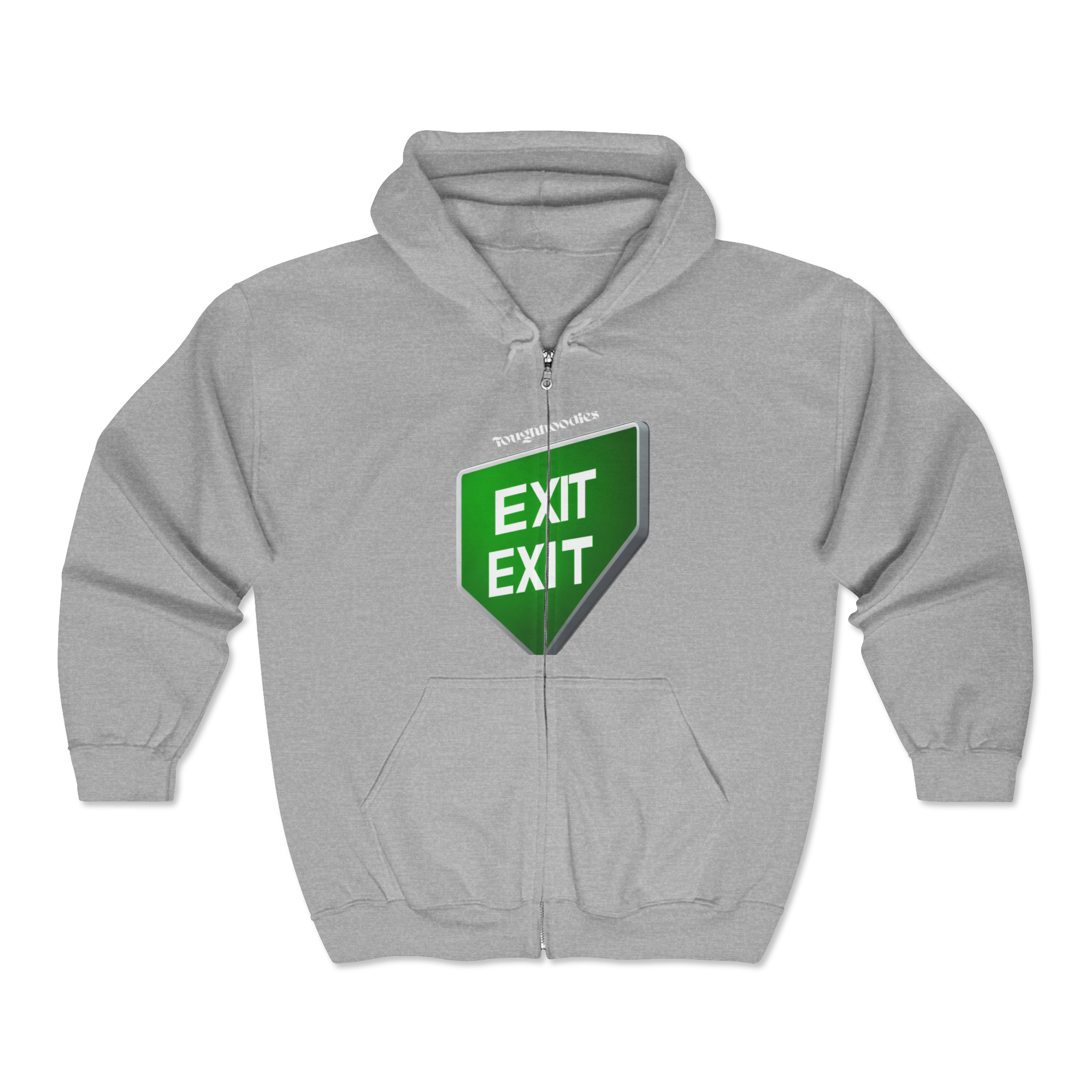 Zip-Up Hoodie with EXIT Graphic