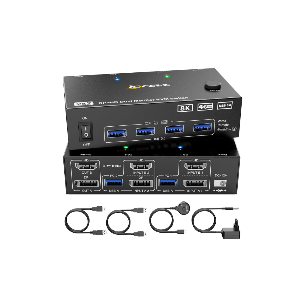 HDMI 2.0 KVM SWITCH 4K 120HZ WITH USB DUAL-PORT 8K HDMI