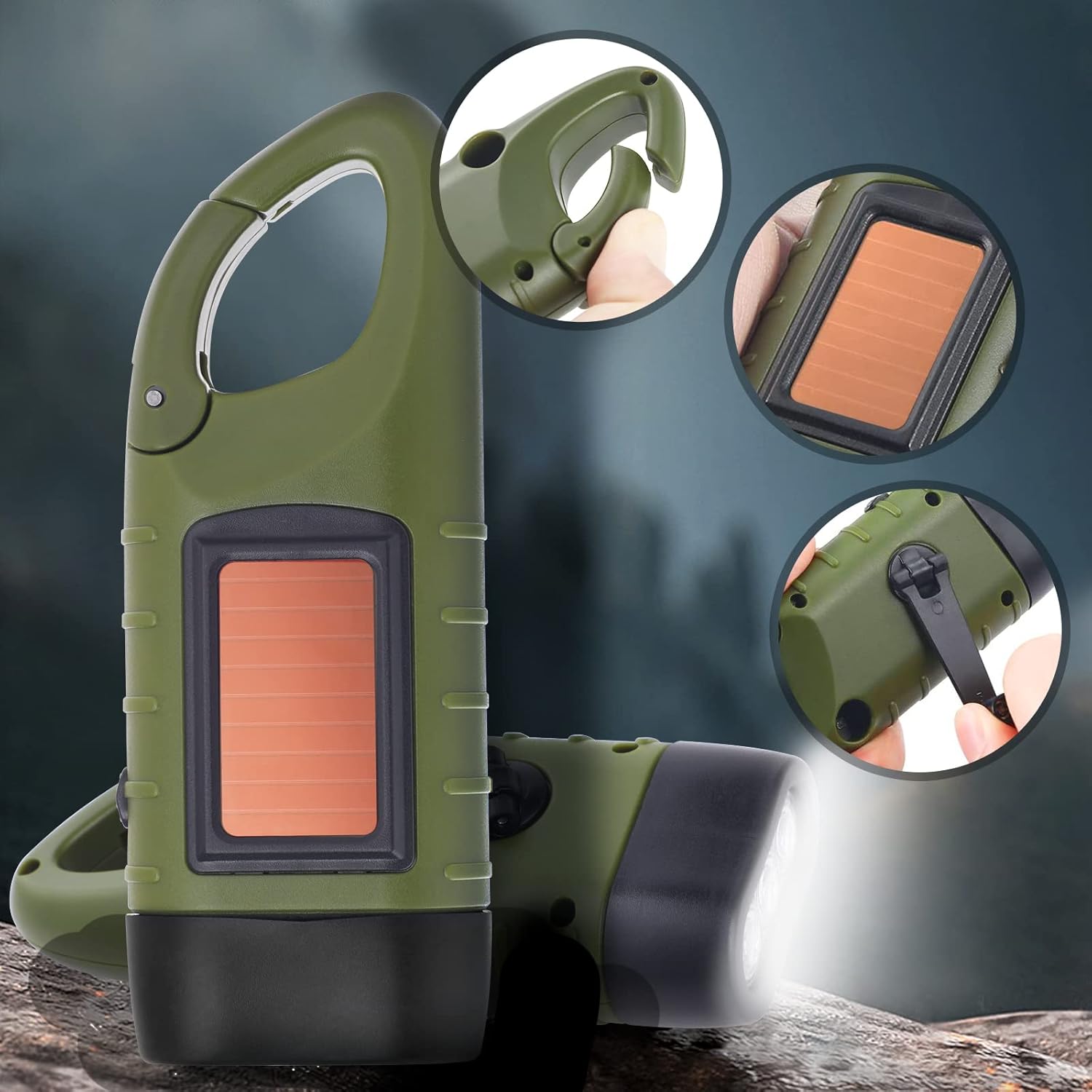 Portable Solar Crank LED Flashlight