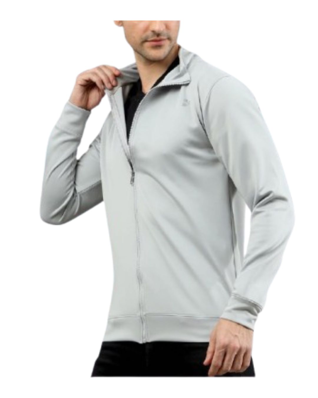 Zip-Up Grey Jacket Black Baton