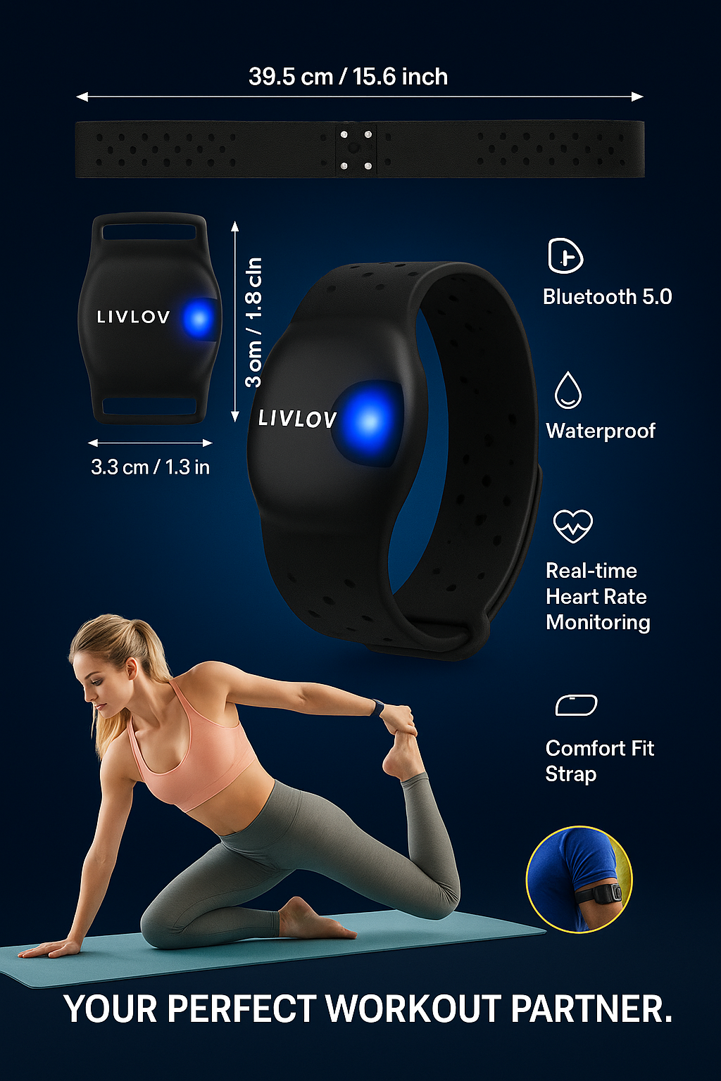 LIVLOV Heart Rate Monitor Armband