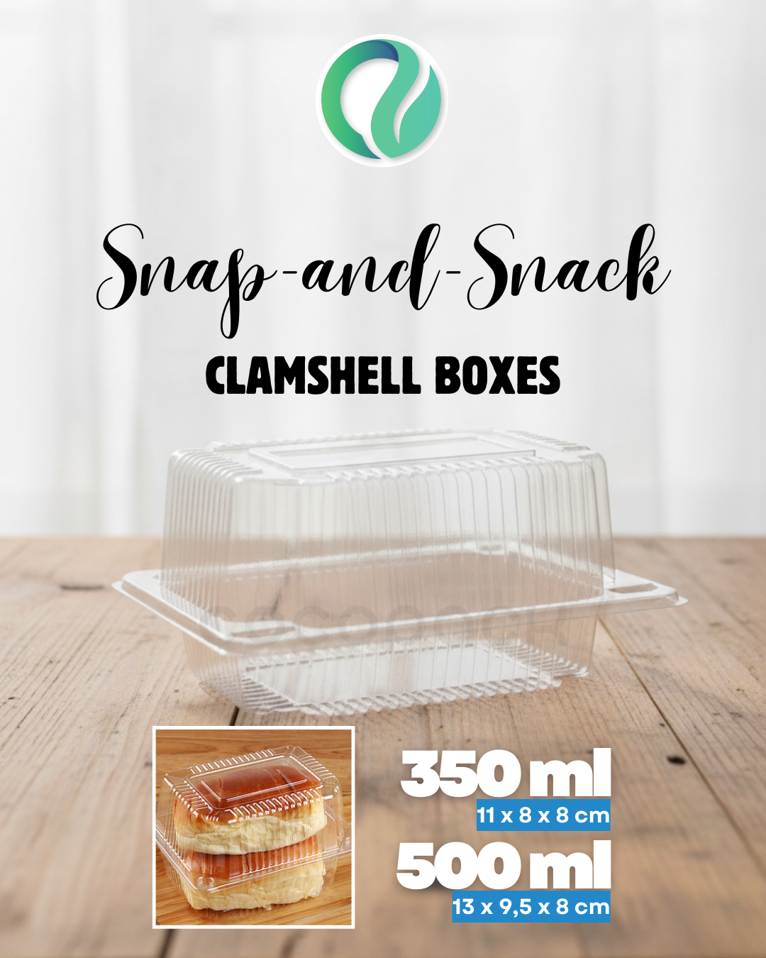 [FJ306] [FJ307] Snap-and-Snack Clamshell Boxes 10 pcs