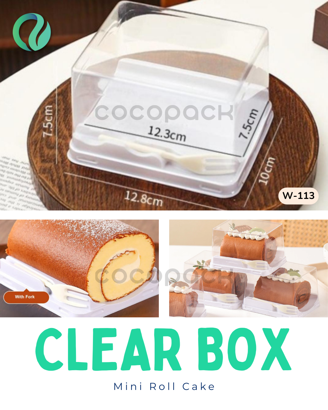 [W-113] Kotak Kue Transparan Mini Rollcake Clear Box 10 pcs