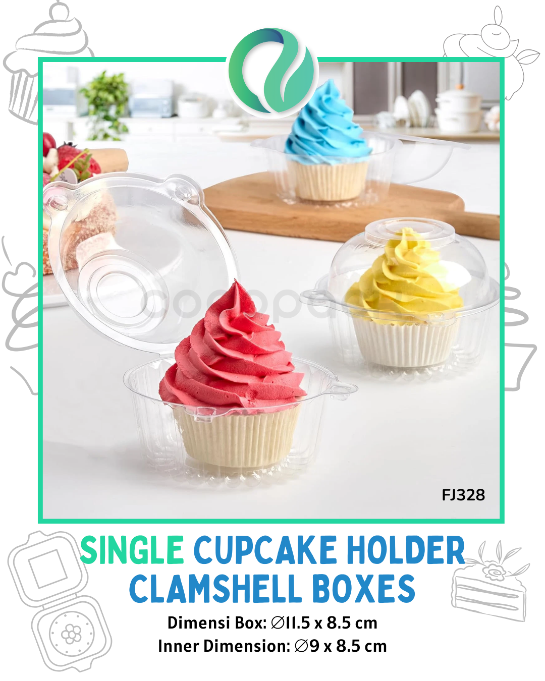 [FJ328] Kotak Cupcake Single Clamshell 10 pcs