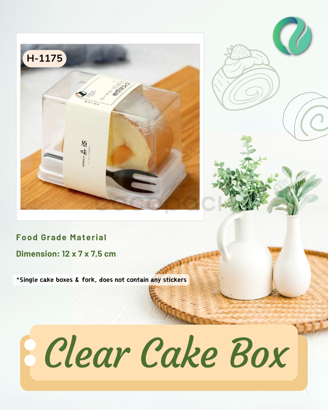 [H-1175] Kotak Kue Transparan Rollcake Clear Box 10 pcs
