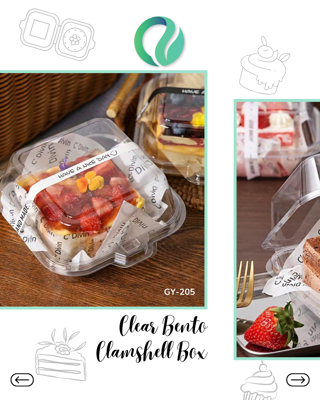 [GY-205] 450ml Clear Bento Clamshell Box 10 pcs