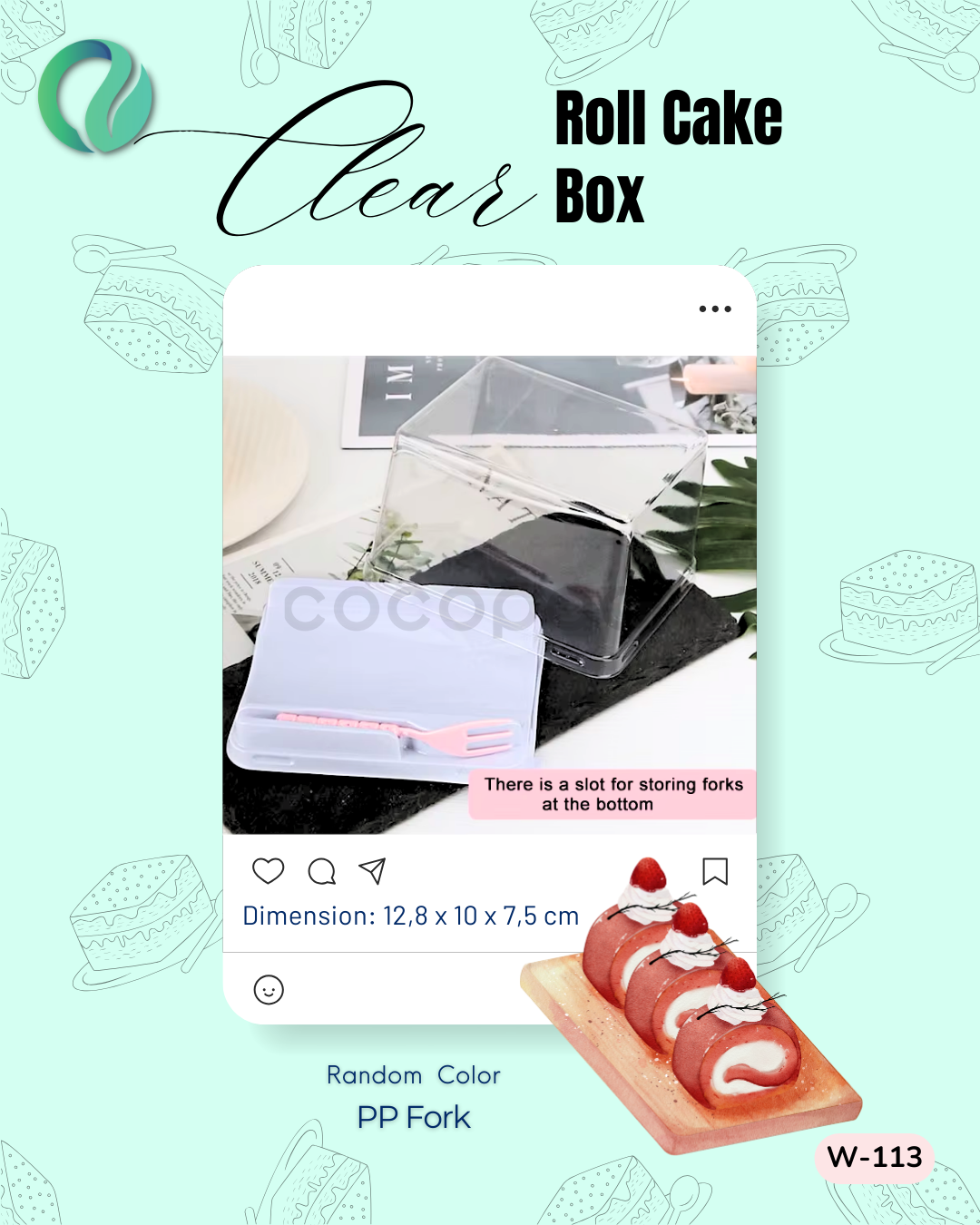 [W-113] Kotak Kue Transparan Mini Rollcake Clear Box 10 pcs