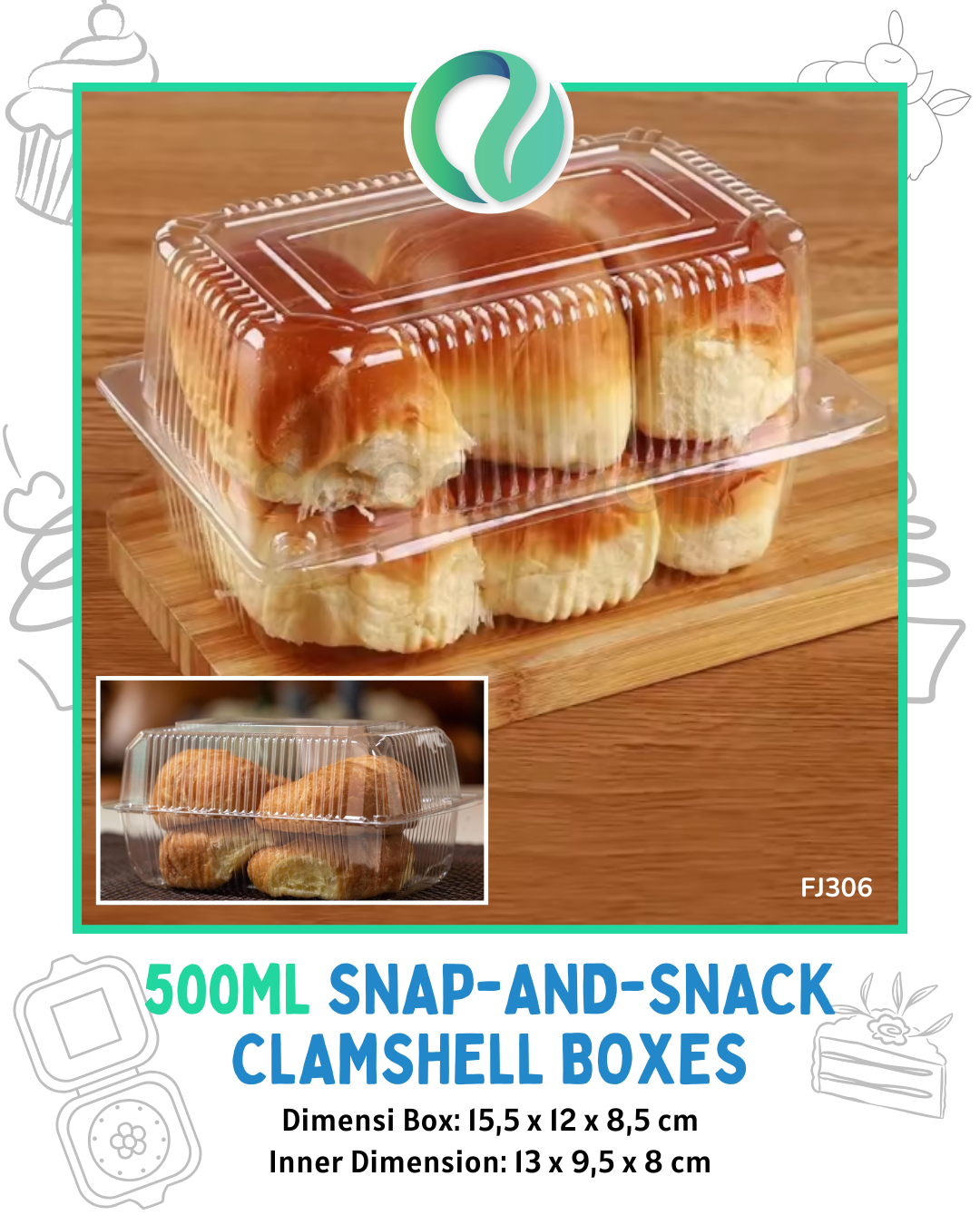 [FJ306] [FJ307] Snap-and-Snack Clamshell Boxes 10 pcs