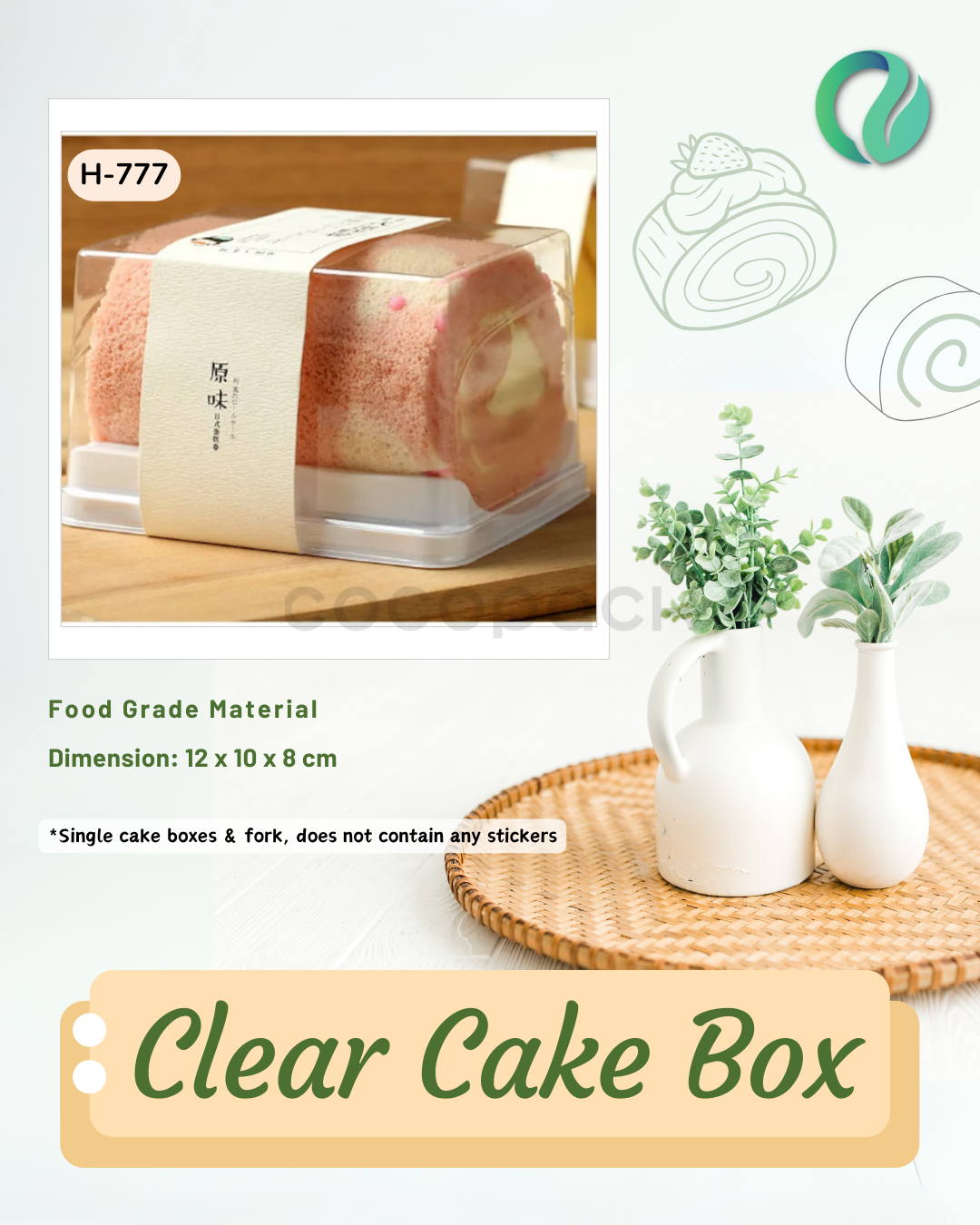[H-777] Kotak Kue Transparan Rollcake Clear Box 10 pcs
