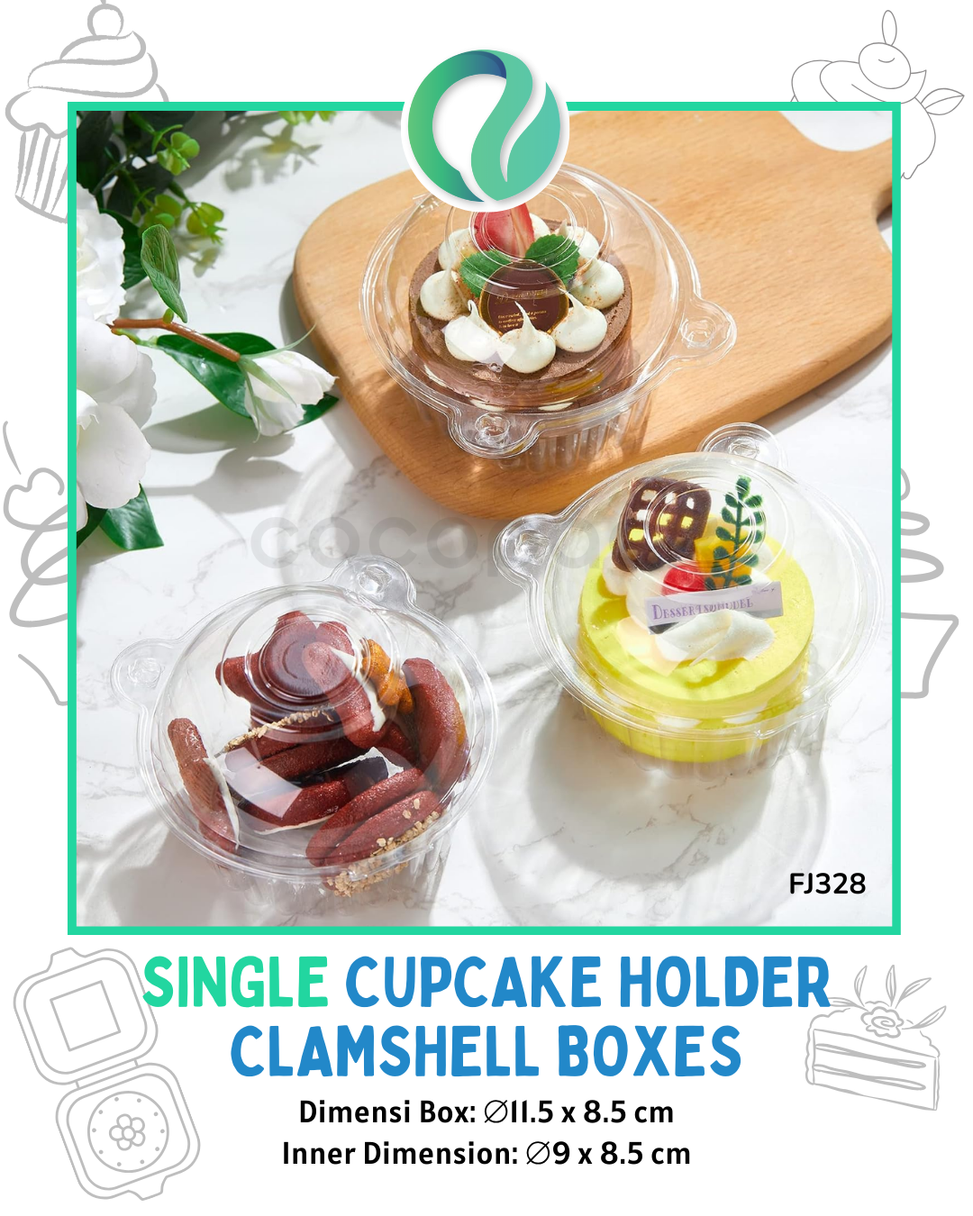 [FJ328] Kotak Cupcake Single Clamshell 10 pcs