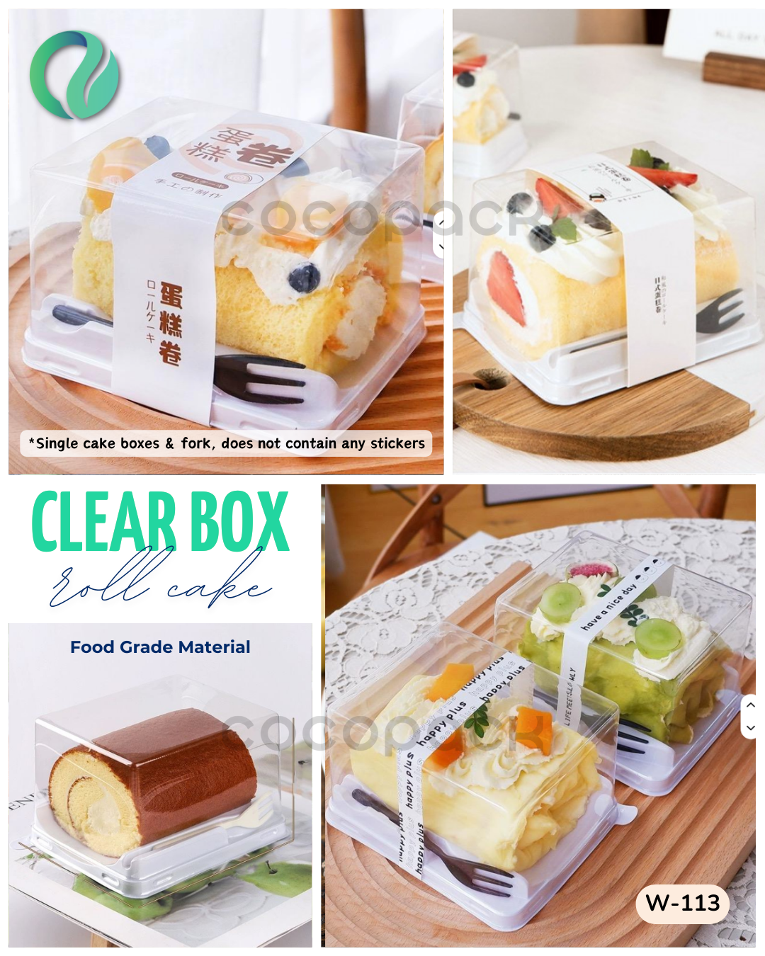 [W-113] Kotak Kue Transparan Mini Rollcake Clear Box 10 pcs
