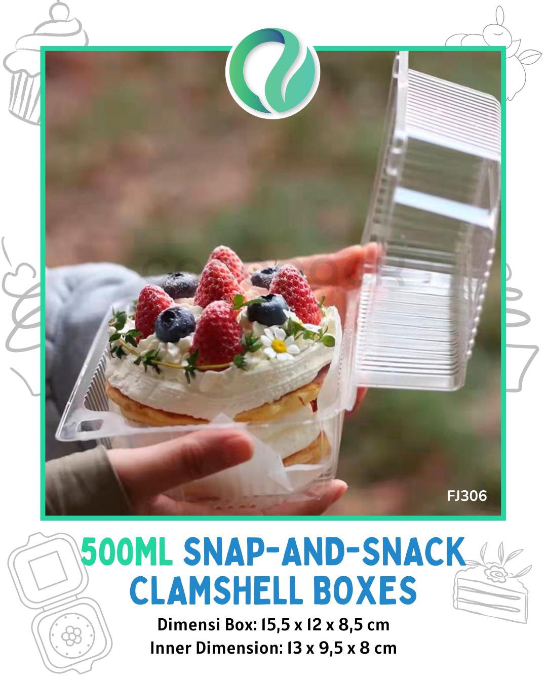[FJ306] [FJ307] Snap-and-Snack Clamshell Boxes 10 pcs