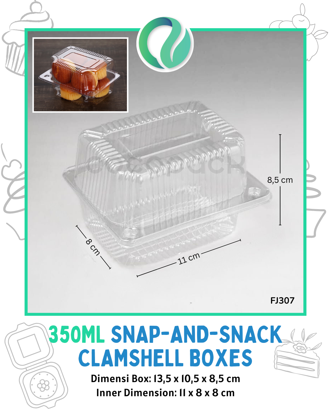 [FJ306] [FJ307] Snap-and-Snack Clamshell Boxes 10 pcs