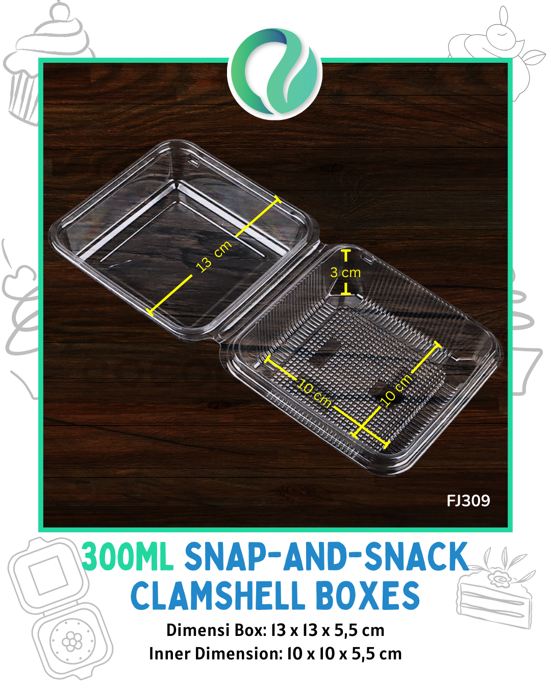 [FJ309] Kotak Plastik Clamshell 300ml 10 pcs