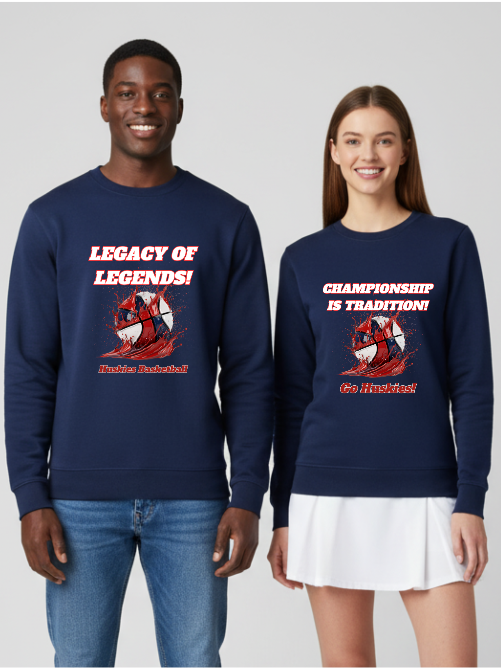 Huskies Basketball Crewneck Sweatshirts & Tees - Dark Blue