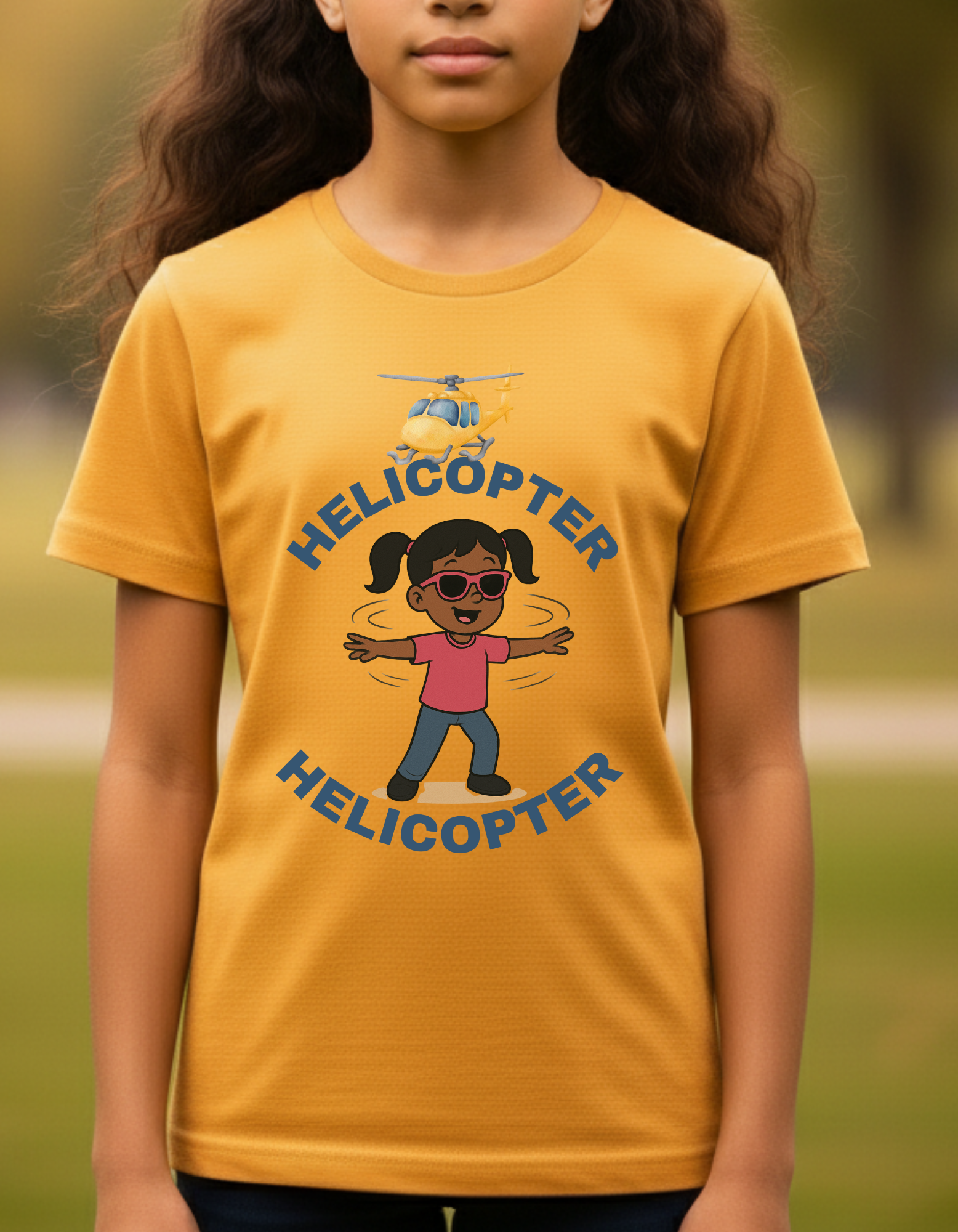 Helicopter Graphic T-Shirt (Brown Girl)