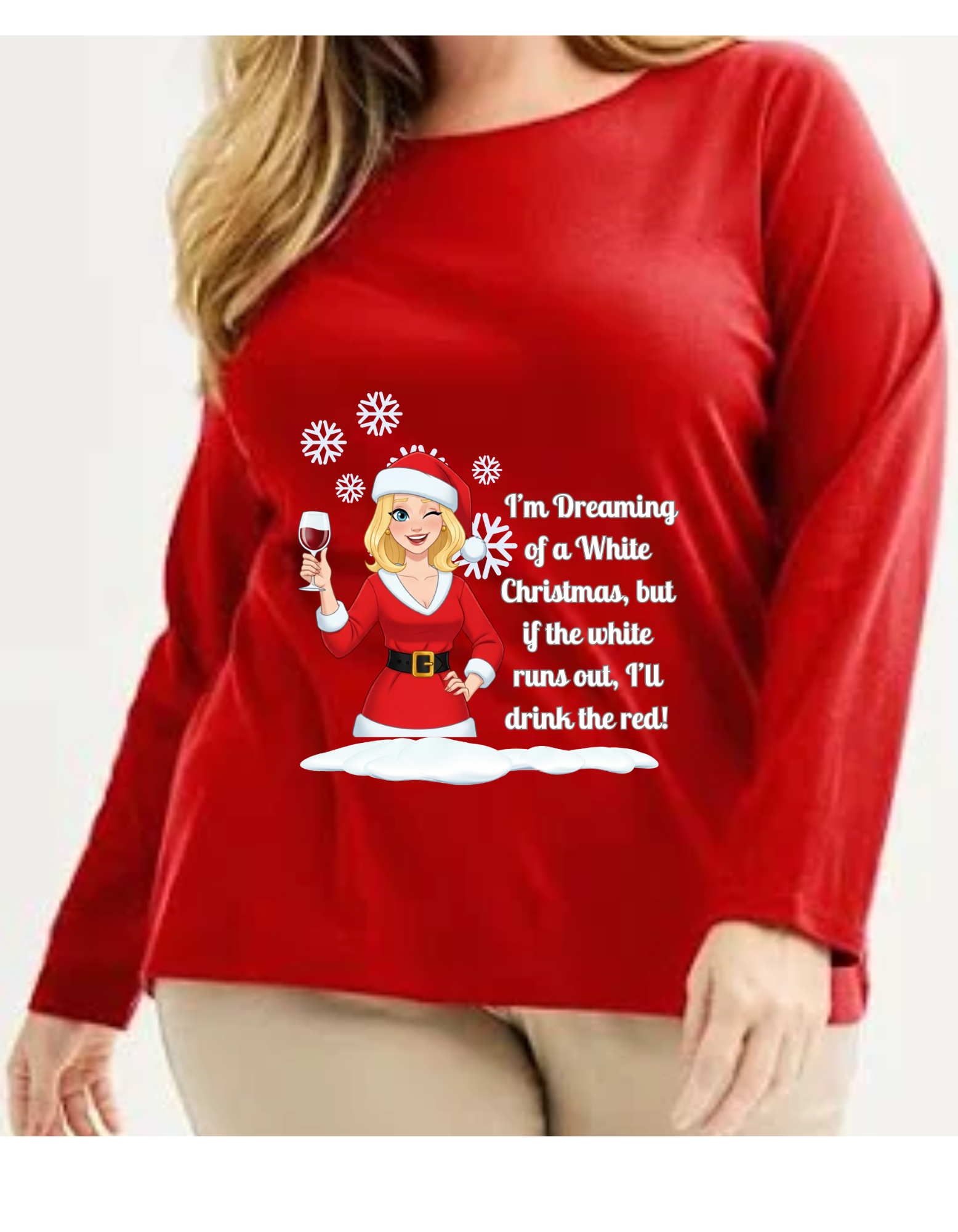 Festive Christmas Wine Long Sleeve Shirt
