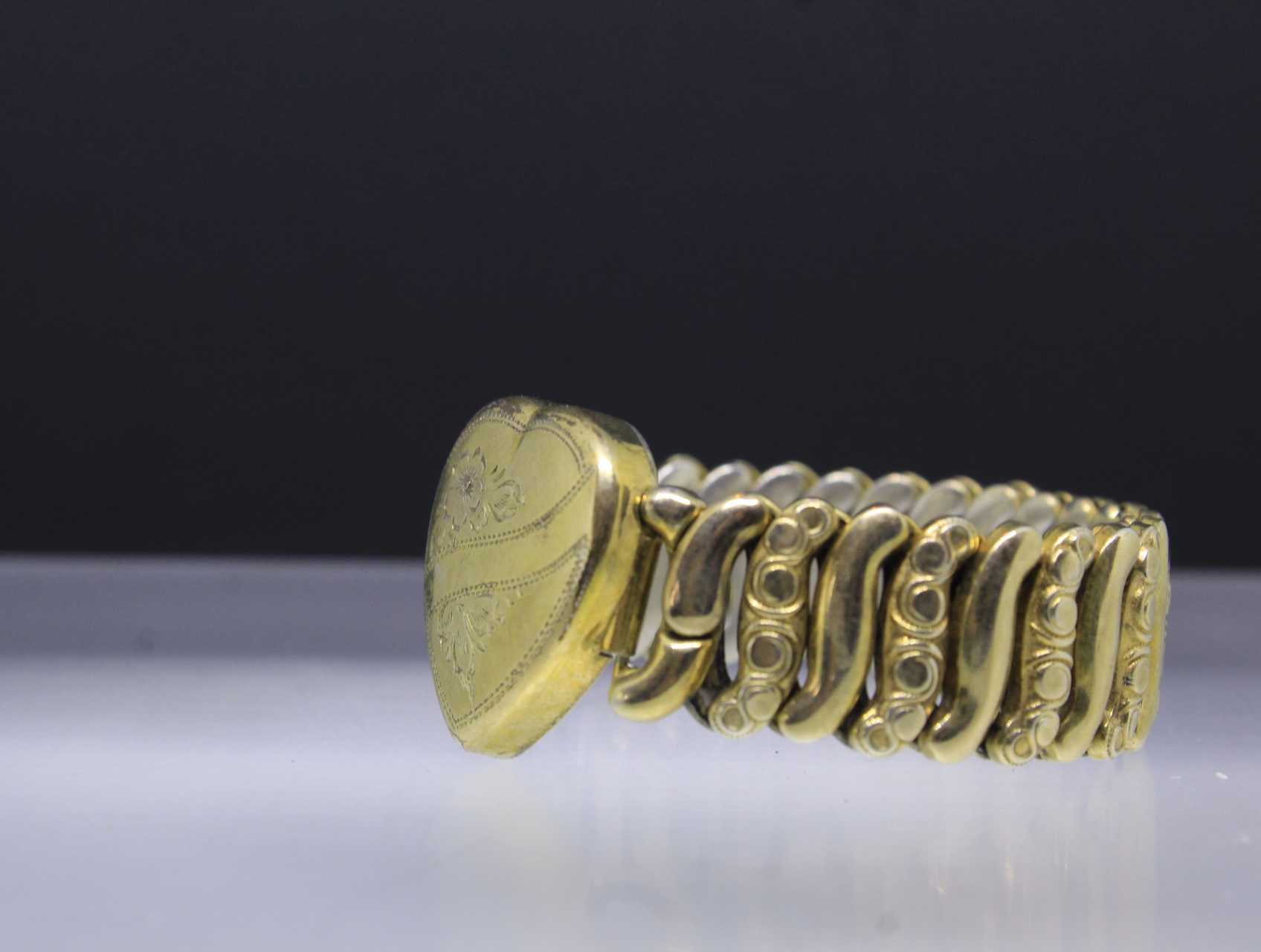 Vintage WWI Co-Star Gold Filled & Sterling Heart Expansion Bracelet | Antique Sweetheart Jewelry | 1910s Patriotic Collectible Gift