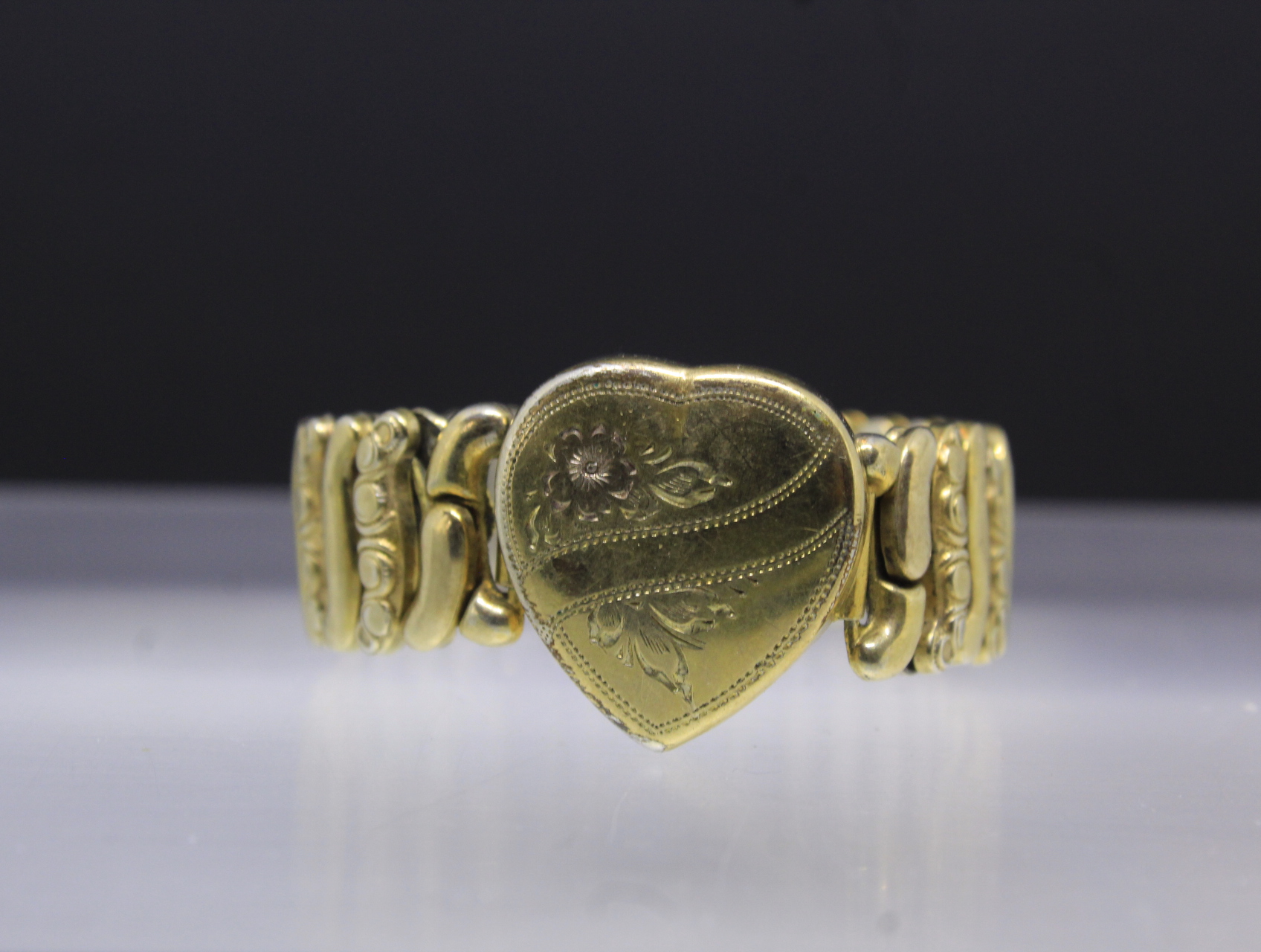 Vintage WWI Co-Star Gold Filled & Sterling Heart Expansion Bracelet | Antique Sweetheart Jewelry | 1910s Patriotic Collectible Gift