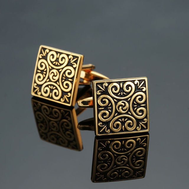 Elegant Gold Square Cufflinks