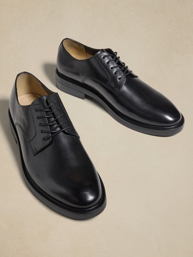 Black Leather Oxford Shoes