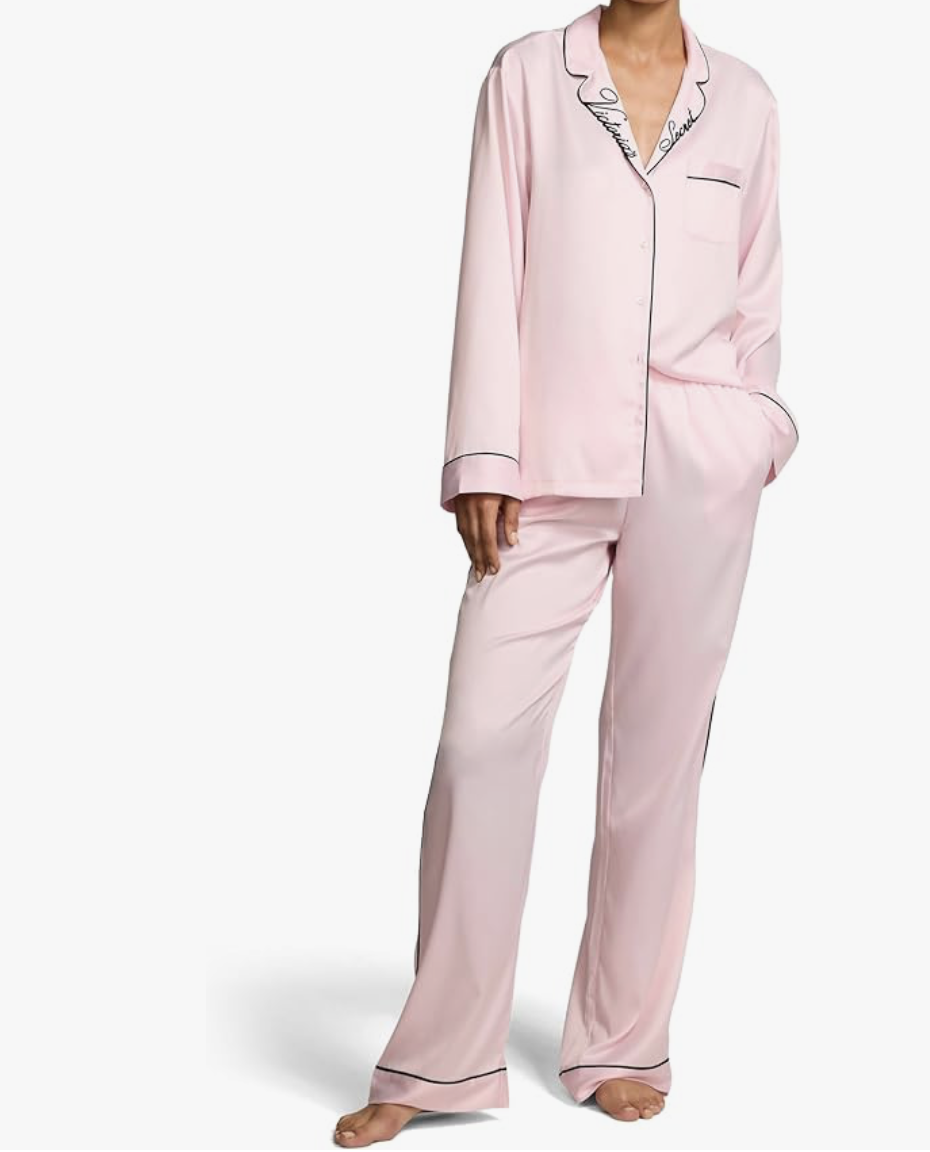 Victoria's Secret Satin Pajama Set, Long Sleeve Button Down Shirt & Pants