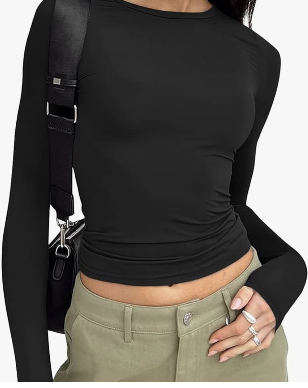 Trendy Queen Womens Long Sleeve T Shirts Fall Fashion 2025 Basic Crop Tops Going Out Outfits Y2k Clothes