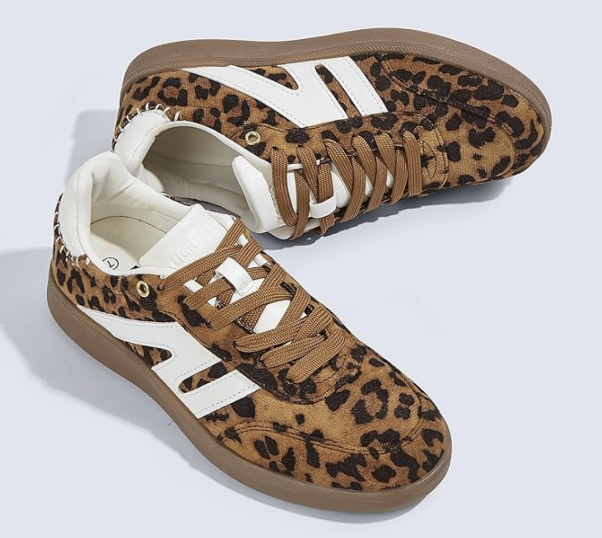 LUCKY STEP Women Classic Retro Gum Sole Sneakers – Cheetah Print