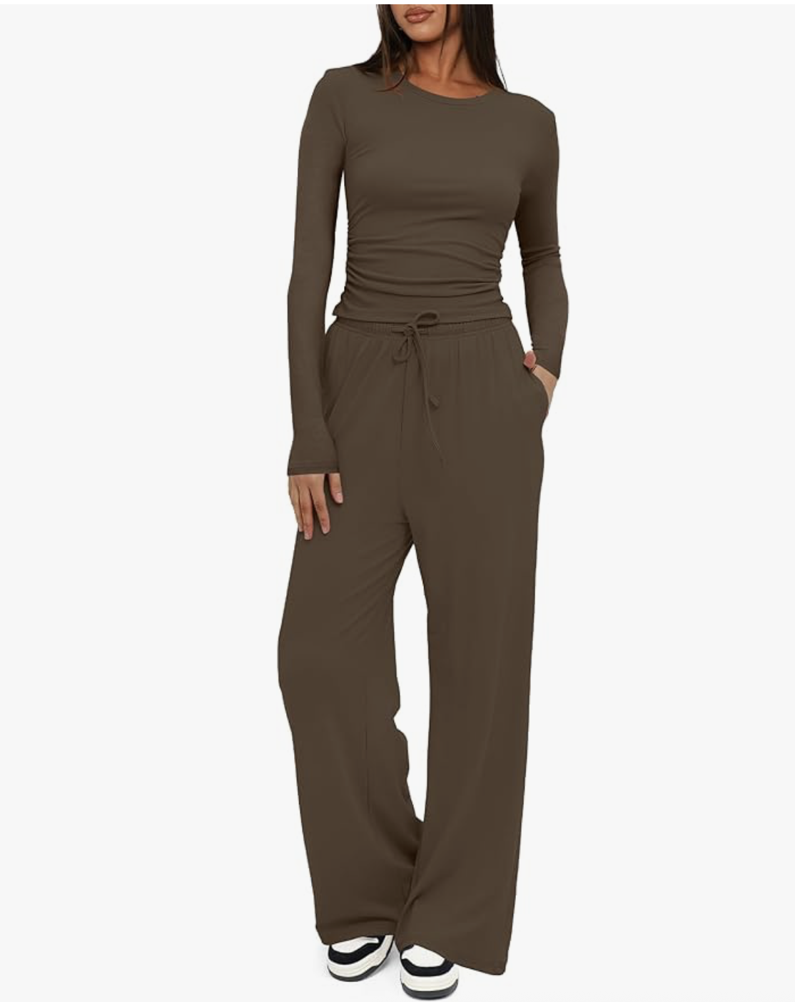 Darong Women's 2 Piece Sets Fall Outfits Long Sleeve Wide Leg Tracksuits Casual Lounge Set Matching Sets