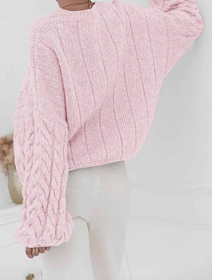 PRETTYGARDEN Womens Sweaters Fall 2025 Cable Knit Long Sleeve Crewneck Oversized Sweater Chunky Pullover Loose Outfits