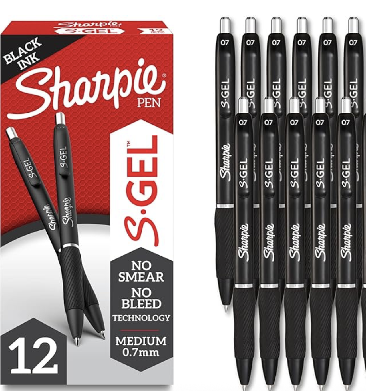 Sharpie S-Gel Gel Pens, Black Barrel, Medium Point (0.7mm), Black Gel Ink Pens