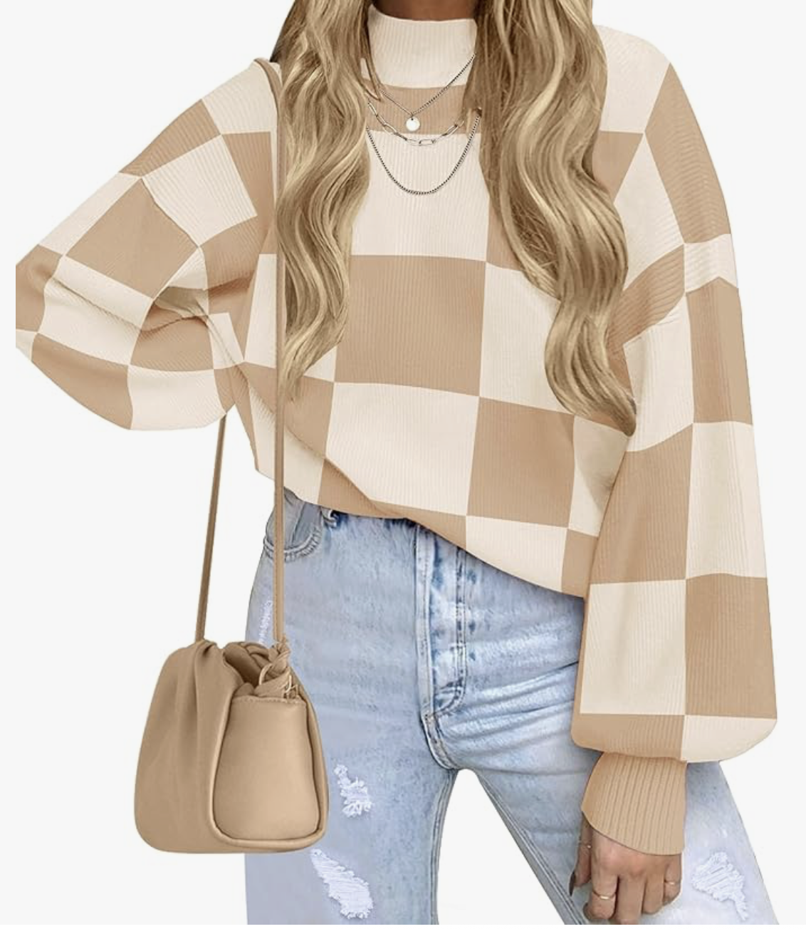 ZESICA Women's Fall Fashion Turtleneck Long Sleeve Striped Ribbed Knit Loose Pullover Sweater Tops