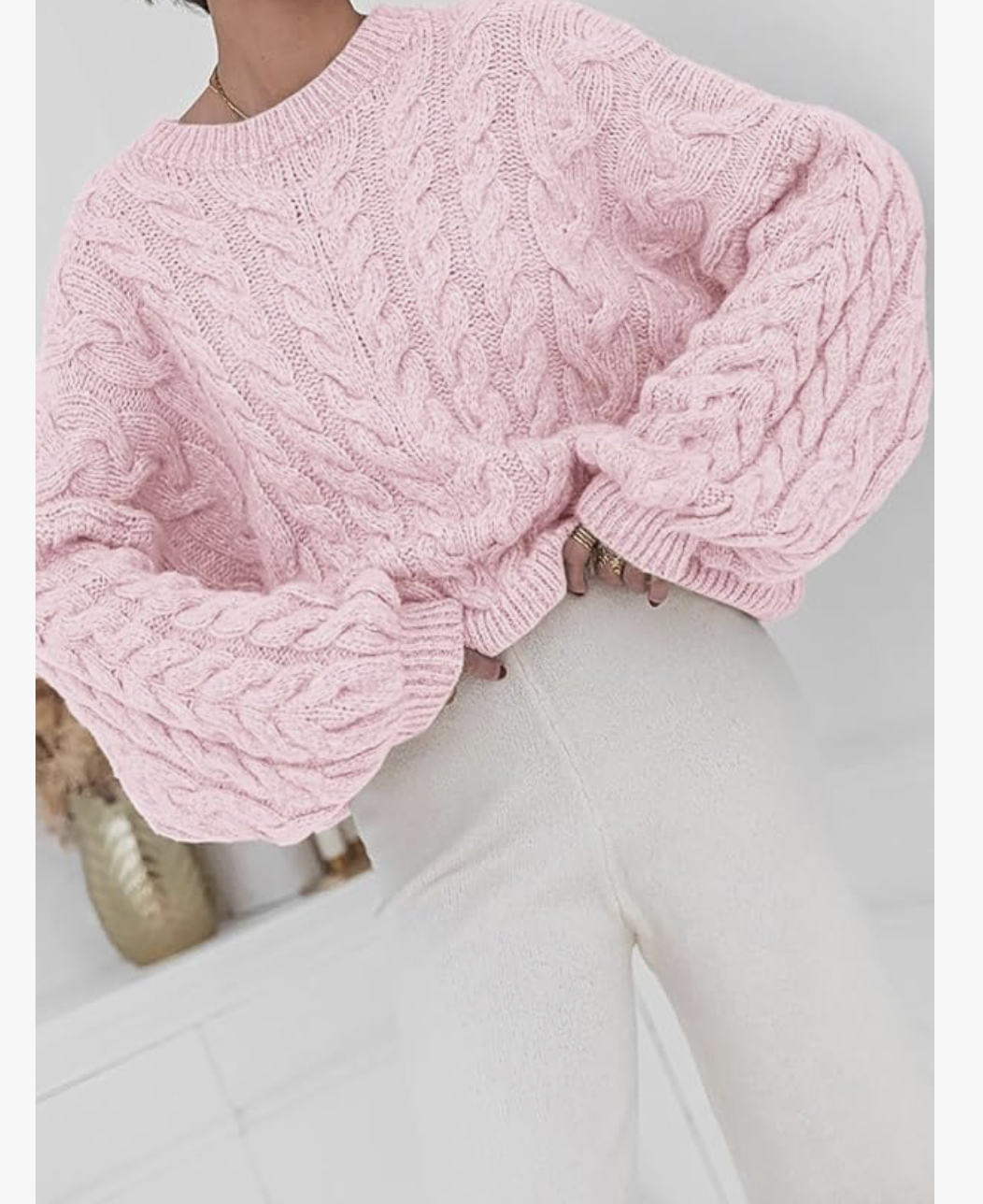 PRETTYGARDEN Womens Sweaters Fall 2025 Cable Knit Long Sleeve Crewneck Oversized Sweater Chunky Pullover Loose Outfits
