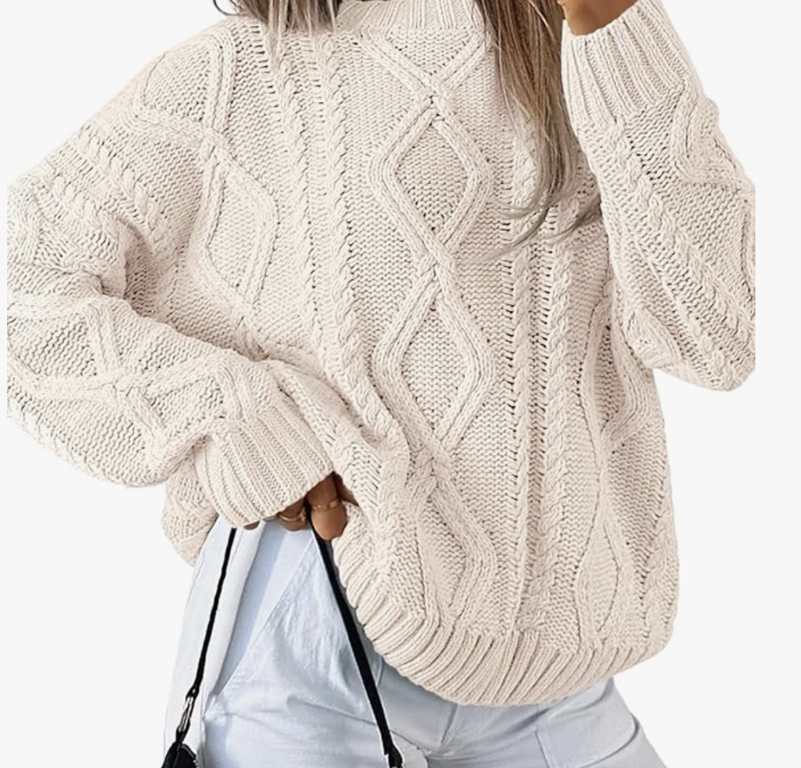 Women's Oversized Cable Knit Crewneck Sweaters
