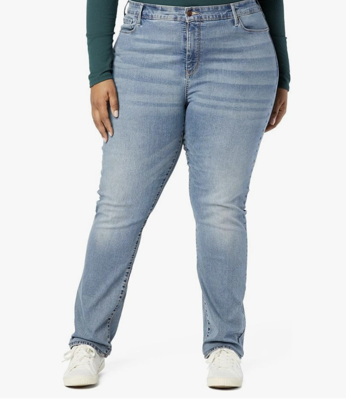 Levi Strauss Signature Gold Women's Curvy Totally Shaping Straight Jeans Mid-Rise Stretch Denim