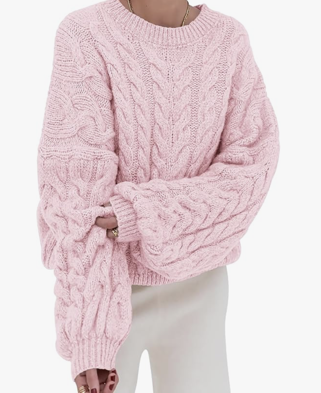 PRETTYGARDEN Womens Sweaters Fall 2025 Cable Knit Long Sleeve Crewneck Oversized Sweater Chunky Pullover Loose Outfits