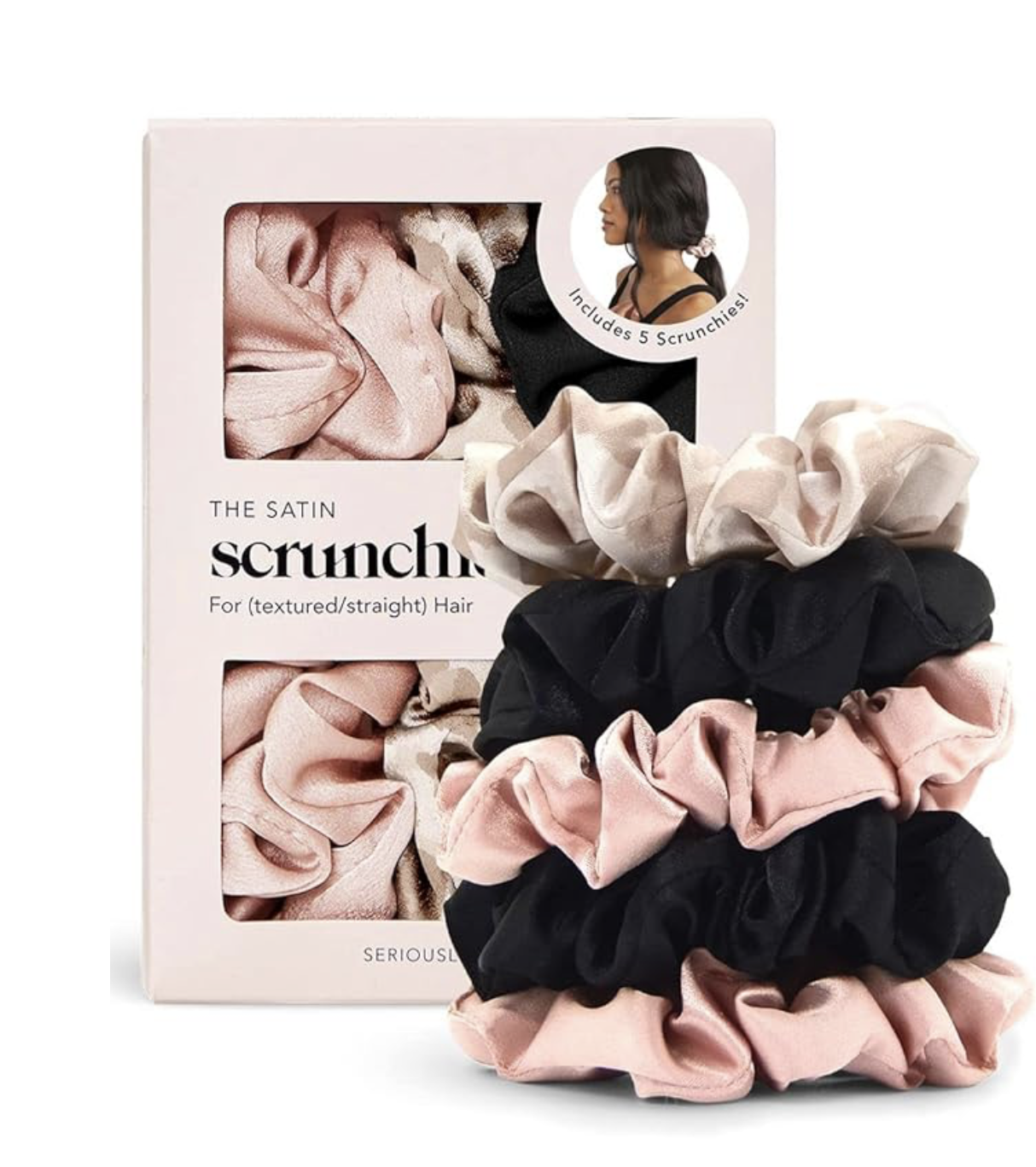 Kitsch Satin Scrunchies for Women - No Crease Hair Ties for Girls | Scrunchies For All Hair Types and Textures