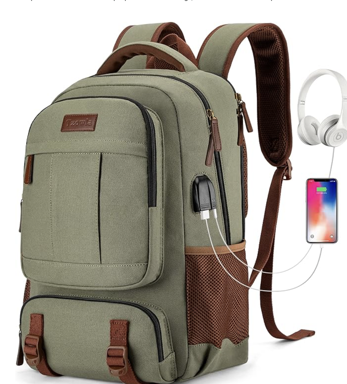 Tzowla Canvas Laptop Backpack, Bag for Men