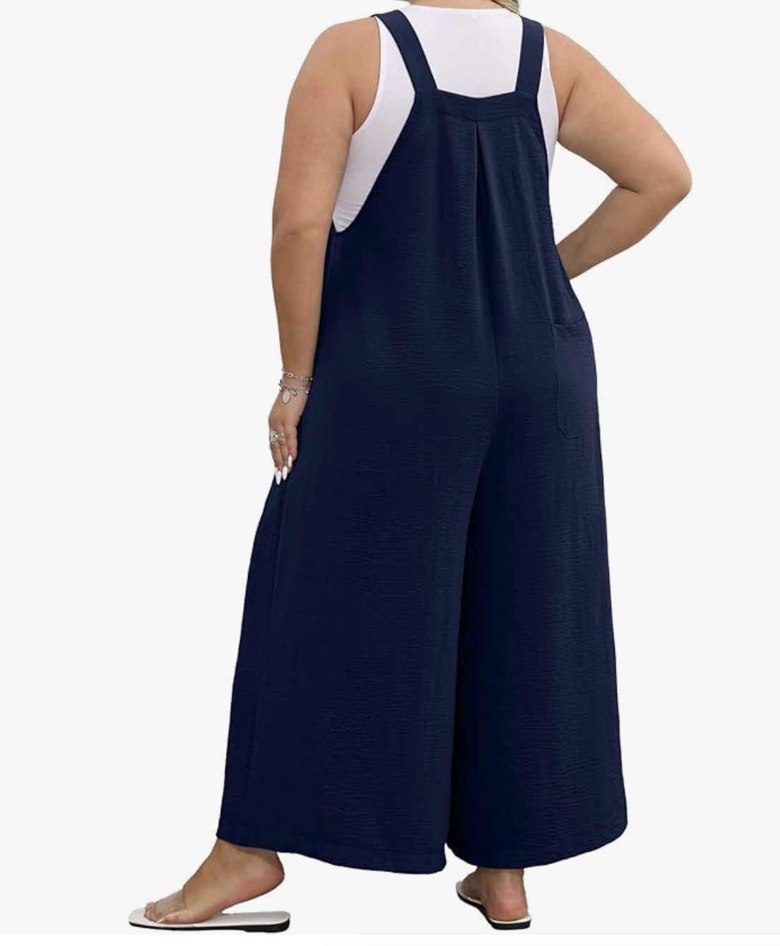 OLRIK Plus Size Jumpsuit for Women Wide Leg Adjustable Straps Romper Waist Loose Fit Overalls with Pockets Teacher Outfits
