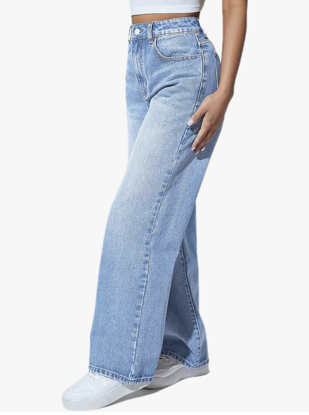 Straight Leg Jeans for Women High Waisted Stretchy Wide Leg Boyfriend Jeans Denim Pants