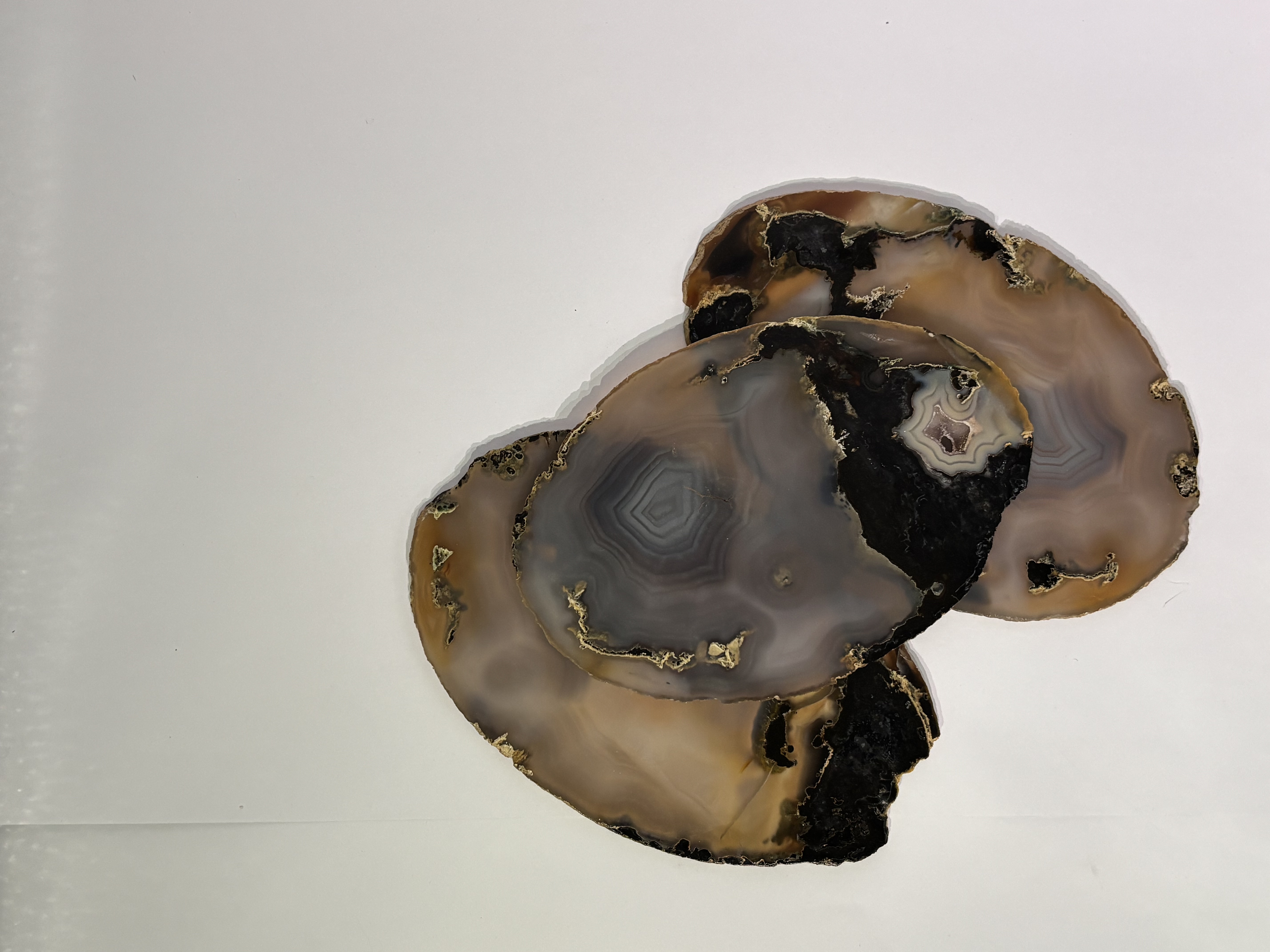 Trio de bases de ágata natural