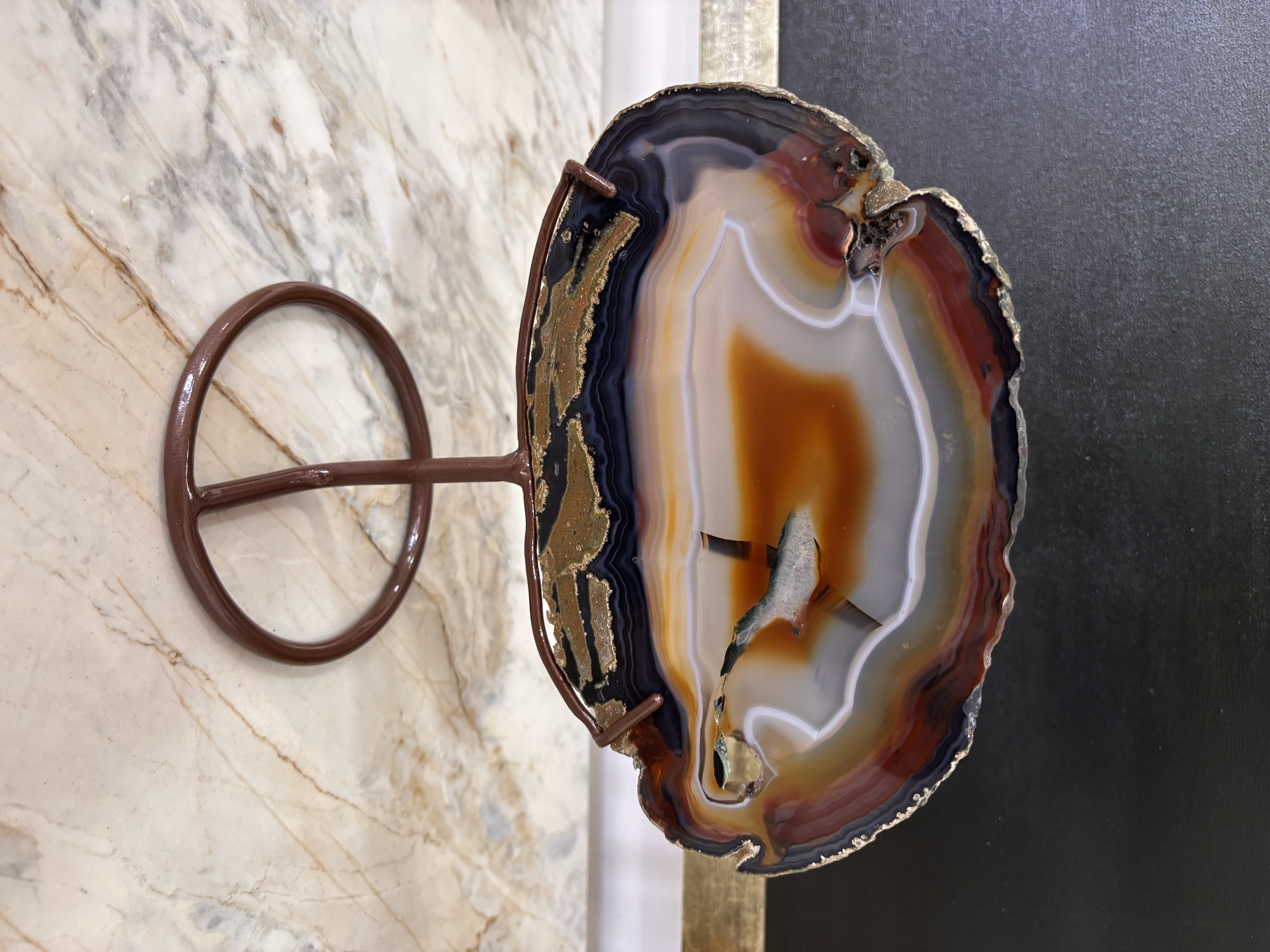 Suporte decorativo com ágata natural
