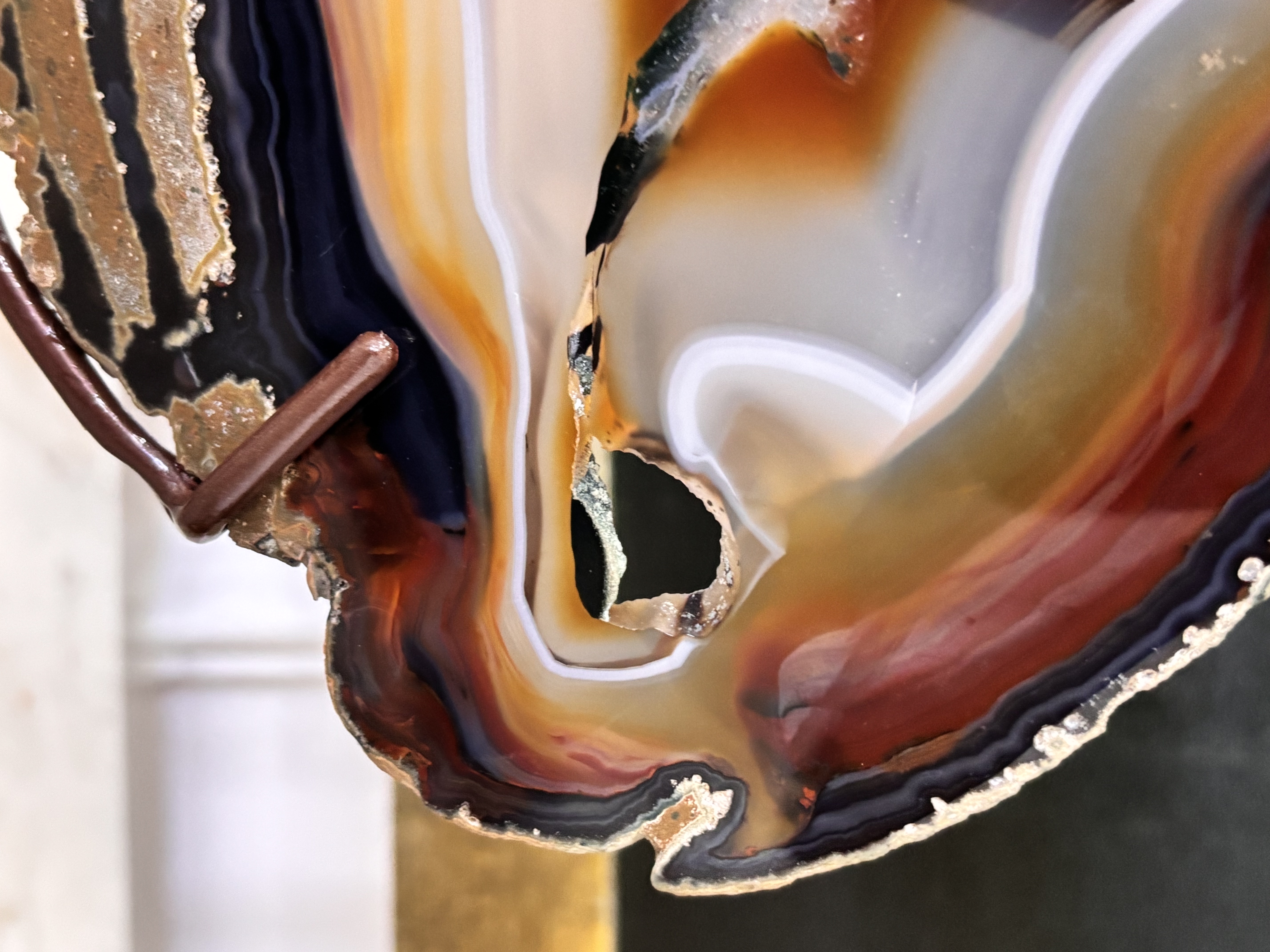 Suporte decorativo com ágata natural