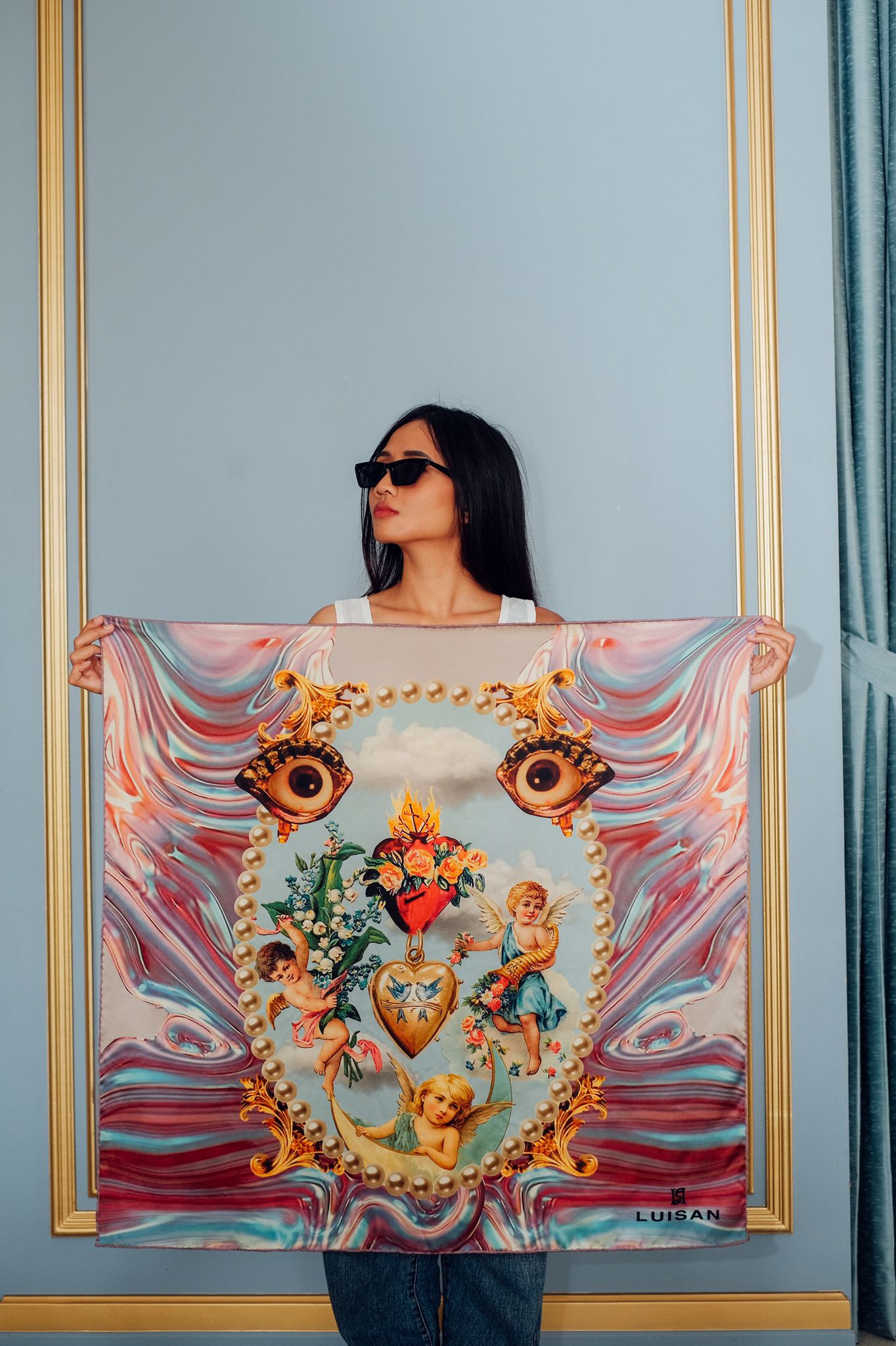 90 x 90 Silk Scarf Guardian Angel